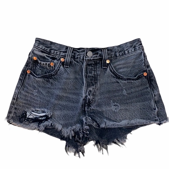 Levi's Pants - Levi 501 Black Distressed Vintage Shorts